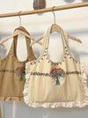 Floral Embroidered Corduroy Handbag