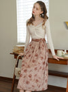 Fairy Tulle Collar Knitted Shirt + Velvet Rose Skirt