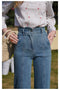 Floral Jacquard Ruffled Top + Vintage Slit Jeans