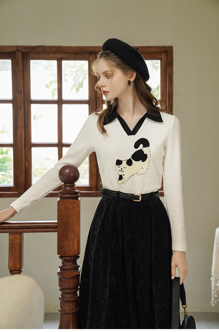 Polo collar cat sweater main image 0