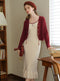 Red Knitted Cardigan + Tulip Embroidered Dress