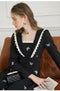 Vintage Butterfly Embroidered Black Dress
