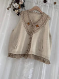 Lace Trim Patchwork Knitted Vest
