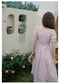 Pink Romantic Beaded Print Dress