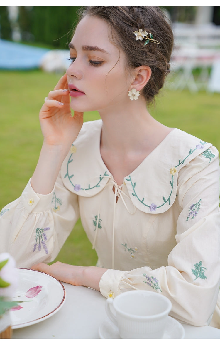 Floral Embroidered Cottagecore Dress The Cottagecore