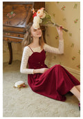 Vintage Red Lace Shirt + Corduroy Slip Dress Set