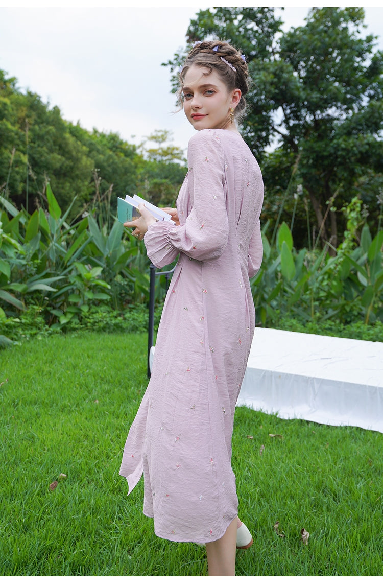 Embroidered Rose Collar Romantic Dress The Cottagecore