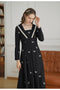 Vintage Butterfly Embroidered Black Dress