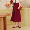 Vintage Red Shimmering Blouse + Wine Red Skirt