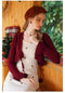 Cute Knitted Cardigan With Furry Balls + Embroidered Slip Dress