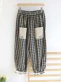 Cute Embroidered Pockets Checkered Bloomers