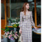 Square Neckline Plaid Dress - The Cottagecore