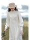 Fancy Stand Collar Embroidered Loose Dress