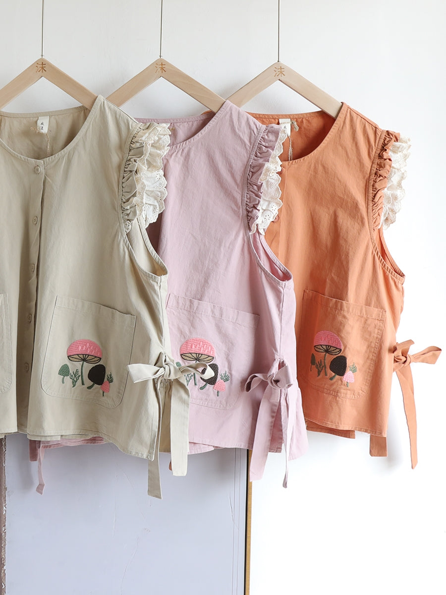 Mushrooms Embroidered Vests– The Cottagecore