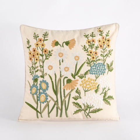 Linen Embroidery Cushion Cover - The Cottagecore