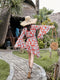 Boho Style V Neck Ruffle Sleeves Mini Dress