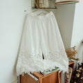100% Cotton Wide Leg Lace Bottoming Cropped Pants