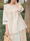 1/2 Sleeve Embroidered Lace Blouse