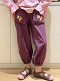 Embroidered Pockets Cute Crop Pants