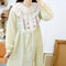 Lace Collar Floral Dress With Drawstring