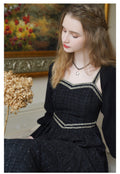 Elegant Short Cardigan + Black Tweed Slip Dress Set