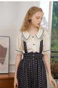 Cute Lace Blouse + Floral Pinafore Skirt