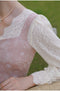 V Neck Lace Top + Pink Rose Slip Dress