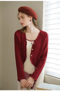 Red Knitted Cardigan + Tulip Embroidered Dress