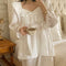 Cute Pure Cotton Lace 2PCS Pajama Set