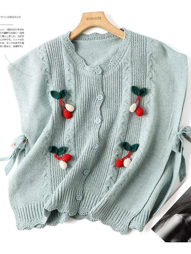 Cute Cherry Knitted Vest The Cottagecore