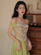 Vintage Off Shoulder High Waist Dress