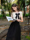 Elegant Bow Knitted T Shirt + Black A Skirt