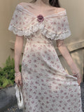 Romantic Off Shoulder Floral Print Dress