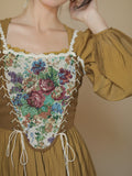 Vintage Victorian Painting Lace Up Vest