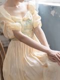Vintage Puffy Sleeve Tea Dress