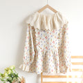 Cute Big Lace Collar Floral Top