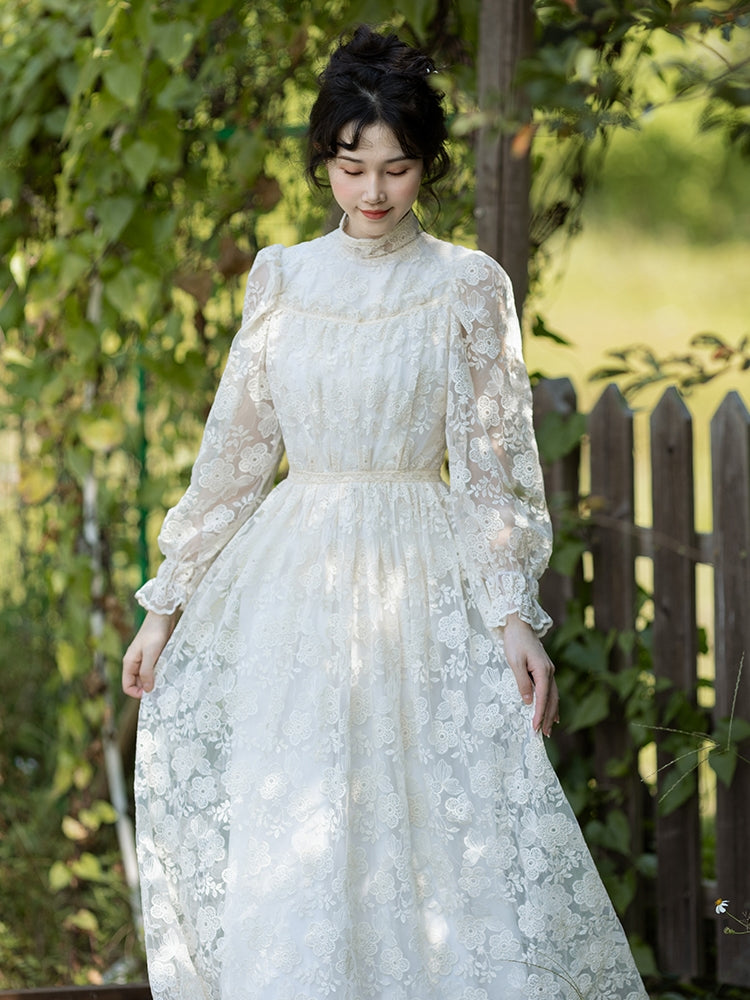 Retro Style Lace Embroidered Dress– The Cottagecore