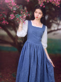 Vintage High Waist Cotton Linen Dress