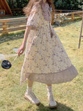 Mori Kei Floral Print Cotton Dress