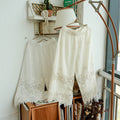 100% Cotton Wide Leg Lace Bottoming Cropped Pants