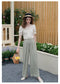 Drawstring Knitted Wide Leg Pants