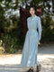Vintage Linen Lace Stand Collar Dress