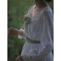 Retro Style Long Sleeved White Dress