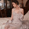French Style Silky Cardigan + Lace Sleep Gown 2pcs Set