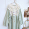Lace Collar Floral Dress With Drawstring