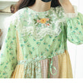 Embroidered Lace Collar Floral Patchwork Dress