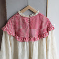 Cute Oversized Fit Checkered Ruffle Top