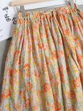 High Quality Ramie Floral Print Skirt