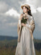 Fancy Stand Collar Embroidered Loose Dress