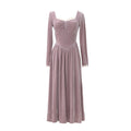 Lace Trim High Waist Vintage Velvet Dress